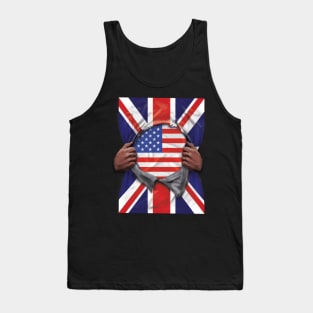 USA Flag Great Britain Flag Ripped - Gift for American From USA Tank Top